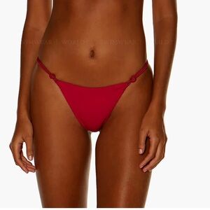 Vix Firenze by Paula Hermanny Red Pink (Cherry) Kate Bikini Bottom, Gold Accent